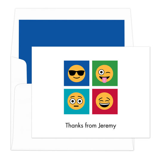 Blue Warhol Emoji Folded Note Cards